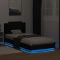 vidaXL Bettgestell mit Kopfteil und LED-Leuchten Schwarz 90x200 cm vidaXL Bettgestell mit Kopfteil und LED-Leuchten Schwarz 90x200 cm