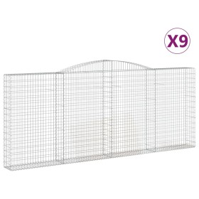 vidaXL Gabionen mit Hochbogen 9 Stk. 400x30x160/180cm Verzinktes Eisen