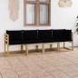 vidaXL Gartensofa 4-Sitzer mit Kissen in Schwarz vidaXL Gartensofa 4-Sitzer mit Kissen in Schwarz