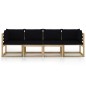 vidaXL Gartensofa 4-Sitzer mit Kissen in Schwarz vidaXL Gartensofa 4-Sitzer mit Kissen in Schwarz