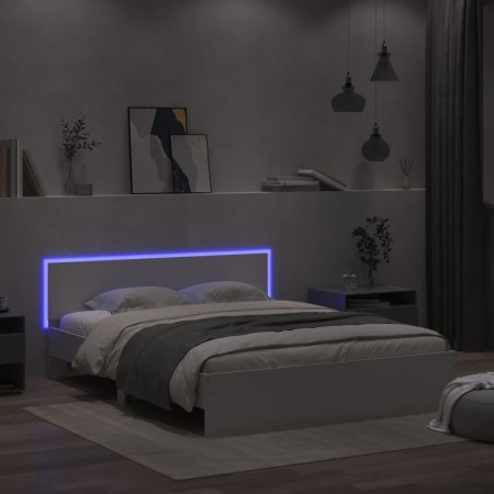 vidaXL Bettgestell mit Kopfteil und LED-Beleuchtung Weiß 160x200 cm