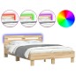 vidaXL Bettgestell mit Kopfteil LED-Beleuchtung Sonoma-Eiche 135x190cm vidaXL Bettgestell mit Kopfteil LED-Beleuchtung Sonoma-Eiche 135x190cm