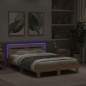 vidaXL Bettgestell mit Kopfteil LED-Beleuchtung Sonoma-Eiche 135x190cm vidaXL Bettgestell mit Kopfteil LED-Beleuchtung Sonoma-Eiche 135x190cm