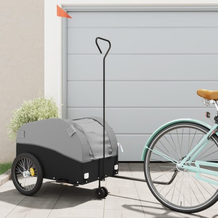 vidaXL Fahrradanhänger Schwarz und Grau 45 kg Eisen