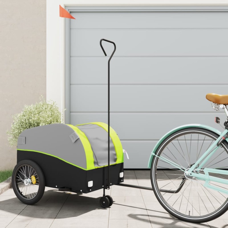vidaXL Fahrradanhänger Schwarz und Grün 45 kg Eisen vidaXL Fahrradanhänger Schwarz und Grün 45 kg Eisen