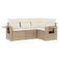 vidaXL 4-tlg. Garten-Sofagarnitur mit Kissen Beige Poly Rattan vidaXL 4-tlg. Garten-Sofagarnitur mit Kissen Beige Poly Rattan