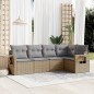 vidaXL 5-tlg. Garten-Sofagarnitur mit Kissen Beige Poly Rattan vidaXL 5-tlg. Garten-Sofagarnitur mit Kissen Beige Poly Rattan