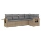 vidaXL 5-tlg. Garten-Sofagarnitur mit Kissen Beige Poly Rattan vidaXL 5-tlg. Garten-Sofagarnitur mit Kissen Beige Poly Rattan