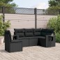 vidaXL 5-tlg. Garten-Sofagarnitur mit Kissen Schwarz Poly Rattan vidaXL 5-tlg. Garten-Sofagarnitur mit Kissen Schwarz Poly Rattan