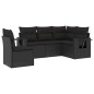 vidaXL 5-tlg. Garten-Sofagarnitur mit Kissen Schwarz Poly Rattan vidaXL 5-tlg. Garten-Sofagarnitur mit Kissen Schwarz Poly Rattan