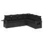 vidaXL 6-tlg. Garten-Sofagarnitur mit Kissen Schwarz Poly Rattan vidaXL 6-tlg. Garten-Sofagarnitur mit Kissen Schwarz Poly Rattan
