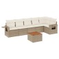 vidaXL 7-tlg. Garten-Sofagarnitur mit Kissen Beige Poly Rattan vidaXL 7-tlg. Garten-Sofagarnitur mit Kissen Beige Poly Rattan