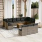 vidaXL 14-tlg. Garten-Sofagarnitur mit Kissen Grau Poly Rattan vidaXL 14-tlg. Garten-Sofagarnitur mit Kissen Grau Poly Rattan
