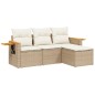 vidaXL 4-tlg. Garten-Sofagarnitur mit Kissen Beige Poly Rattan vidaXL 4-tlg. Garten-Sofagarnitur mit Kissen Beige Poly Rattan