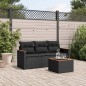 vidaXL 4-tlg. Garten-Sofagarnitur mit Kissen Schwarz Poly Rattan vidaXL 4-tlg. Garten-Sofagarnitur mit Kissen Schwarz Poly Rattan