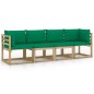 Gartensofa 4-Sitzer mit Kissen in Grün Gartensofa 4-Sitzer mit Kissen in Grün