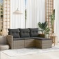 vidaXL 4-tlg. Garten-Sofagarnitur mit Kissen Grau Poly Rattan vidaXL 4-tlg. Garten-Sofagarnitur mit Kissen Grau Poly Rattan