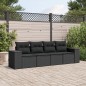vidaXL 4-tlg. Garten-Sofagarnitur mit Kissen Schwarz Poly Rattan vidaXL 4-tlg. Garten-Sofagarnitur mit Kissen Schwarz Poly Rattan