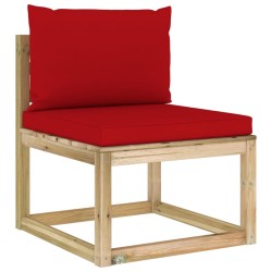 Garten-Mittelsofa mit Kissen Grün Imprägniertes Kiefernholz