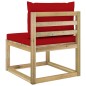 Garten-Mittelsofa mit Kissen Grün Imprägniertes Kiefernholz Garten-Mittelsofa mit Kissen Grün Imprägniertes Kiefernholz
