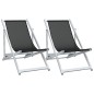 vidaXL Strandstühle 2 Stk. Klappbar Schwarz Aluminium und Textilene vidaXL Strandstühle 2 Stk. Klappbar Schwarz Aluminium und Textilene