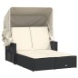 vidaXL Doppel-Sonnenliege mit Dach und Auflagen Schwarz Poly Rattan vidaXL Doppel-Sonnenliege mit Dach und Auflagen Schwarz Poly Rattan
