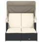 vidaXL Doppel-Sonnenliege mit Dach und Auflagen Schwarz Poly Rattan vidaXL Doppel-Sonnenliege mit Dach und Auflagen Schwarz Poly Rattan
