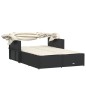 vidaXL Doppel-Sonnenliege mit Dach und Auflagen Schwarz Poly Rattan vidaXL Doppel-Sonnenliege mit Dach und Auflagen Schwarz Poly Rattan