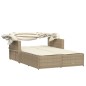 vidaXL Doppel-Sonnenliege mit Dach und Auflagen Beige Poly Rattan vidaXL Doppel-Sonnenliege mit Dach und Auflagen Beige Poly Rattan