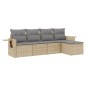 vidaXL 5-tlg. Garten-Sofagarnitur mit Kissen Beige Poly Rattan vidaXL 5-tlg. Garten-Sofagarnitur mit Kissen Beige Poly Rattan