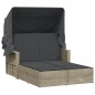 vidaXL Doppel-Sonnenliege mit Dach und Auflagen Hellgrau Poly Rattan vidaXL Doppel-Sonnenliege mit Dach und Auflagen Hellgrau Poly Rattan
