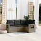 vidaXL 4-tlg. Garten-Sofagarnitur mit Kissen Grau Poly Rattan vidaXL 4-tlg. Garten-Sofagarnitur mit Kissen Grau Poly Rattan