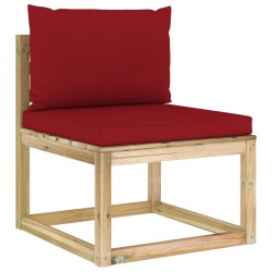 Garten-Mittelsofa mit Kissen Grün Imprägniertes Kiefernholz