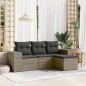 vidaXL 4-tlg. Garten-Sofagarnitur mit Kissen Grau Poly Rattan vidaXL 4-tlg. Garten-Sofagarnitur mit Kissen Grau Poly Rattan