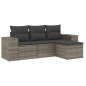 vidaXL 4-tlg. Garten-Sofagarnitur mit Kissen Grau Poly Rattan vidaXL 4-tlg. Garten-Sofagarnitur mit Kissen Grau Poly Rattan