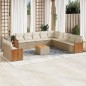 vidaXL 12-tlg. Garten-Sofagarnitur mit Kissen Beige Poly Rattan vidaXL 12-tlg. Garten-Sofagarnitur mit Kissen Beige Poly Rattan