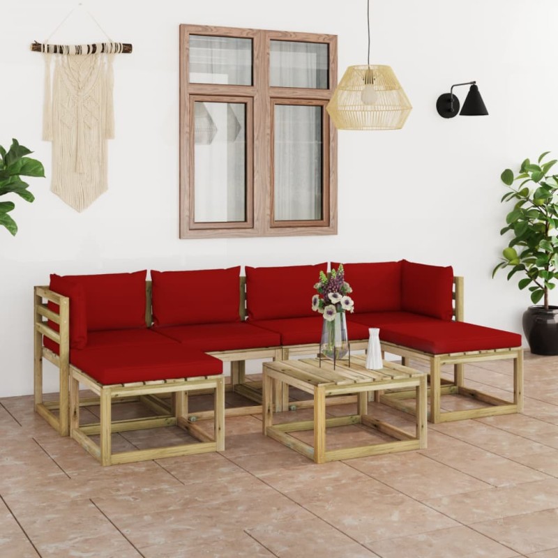 7-tlg. Garten-Lounge-Set mit Kissen Imprägniertes Kiefernholz 7-tlg. Garten-Lounge-Set mit Kissen Imprägniertes Kiefernholz