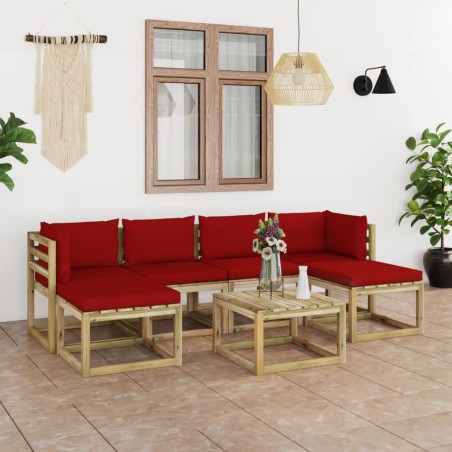 7-tlg. Garten-Lounge-Set mit Kissen Imprägniertes Kiefernholz