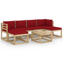 7-tlg. Garten-Lounge-Set mit Kissen Imprägniertes Kiefernholz