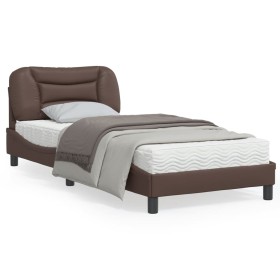 vidaXL Bettgestell mit Kopfteil Braun 90x200 cm Kunstleder