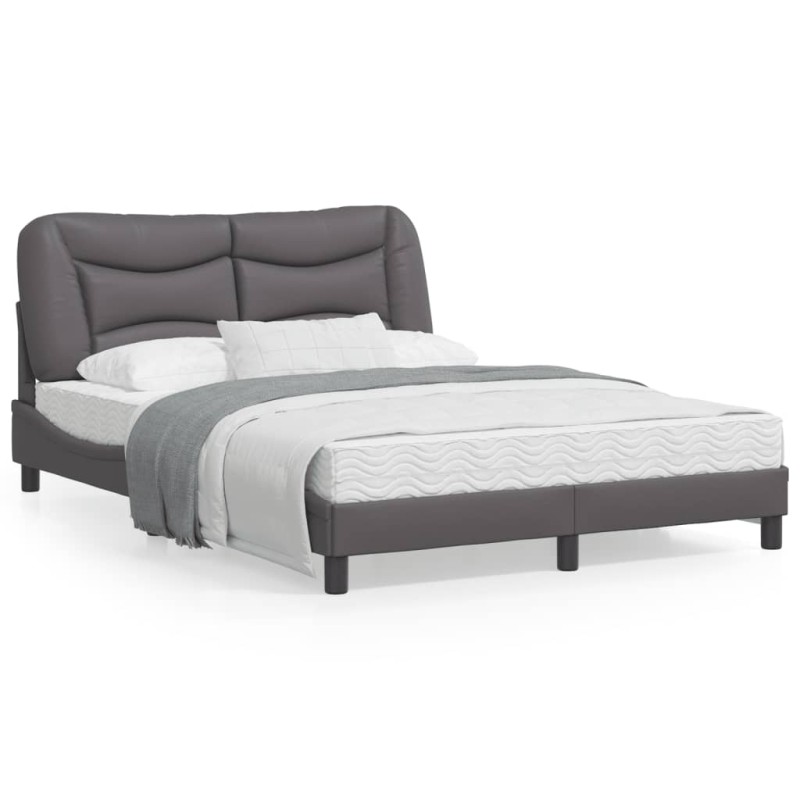 vidaXL Bettgestell mit Kopfteil Grau 140x200 cm Kunstleder vidaXL Bettgestell mit Kopfteil Grau 140x200 cm Kunstleder