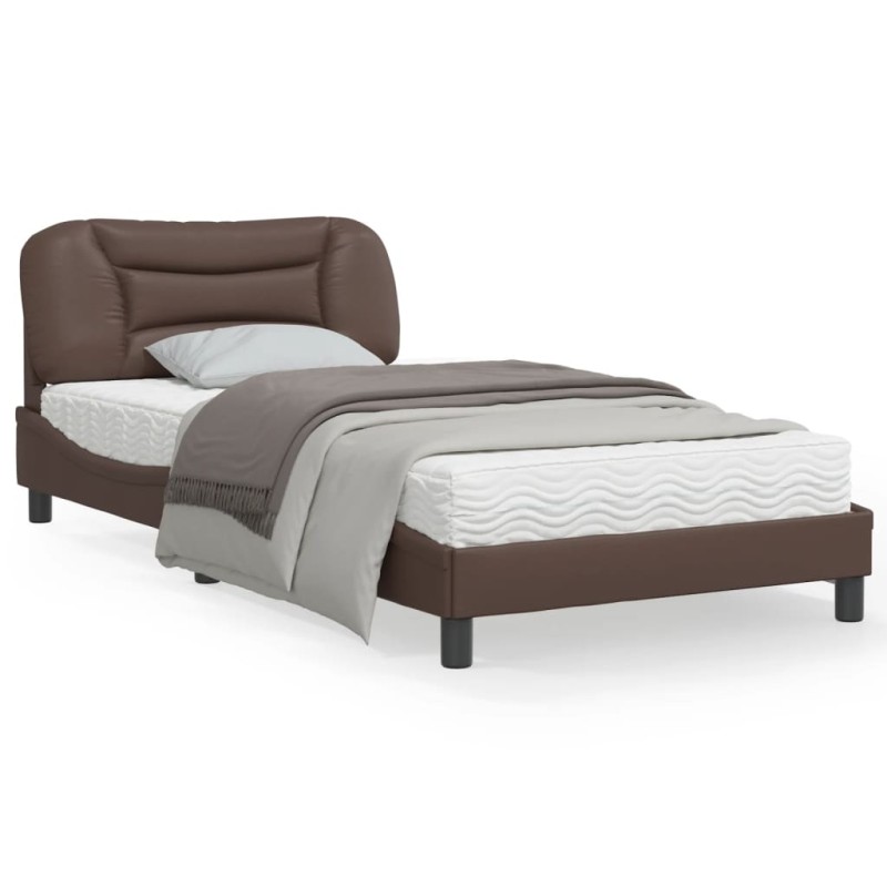 vidaXL Bettgestell mit Kopfteil Braun 100x200 cm Kunstleder vidaXL Bettgestell mit Kopfteil Braun 100x200 cm Kunstleder