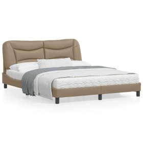 vidaXL Bettgestell mit Kopfteil Cappuccino-Braun 160x200 cm Kunstleder
