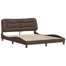 vidaXL Bettgestell mit Kopfteil Braun 160x200 cm Kunstleder