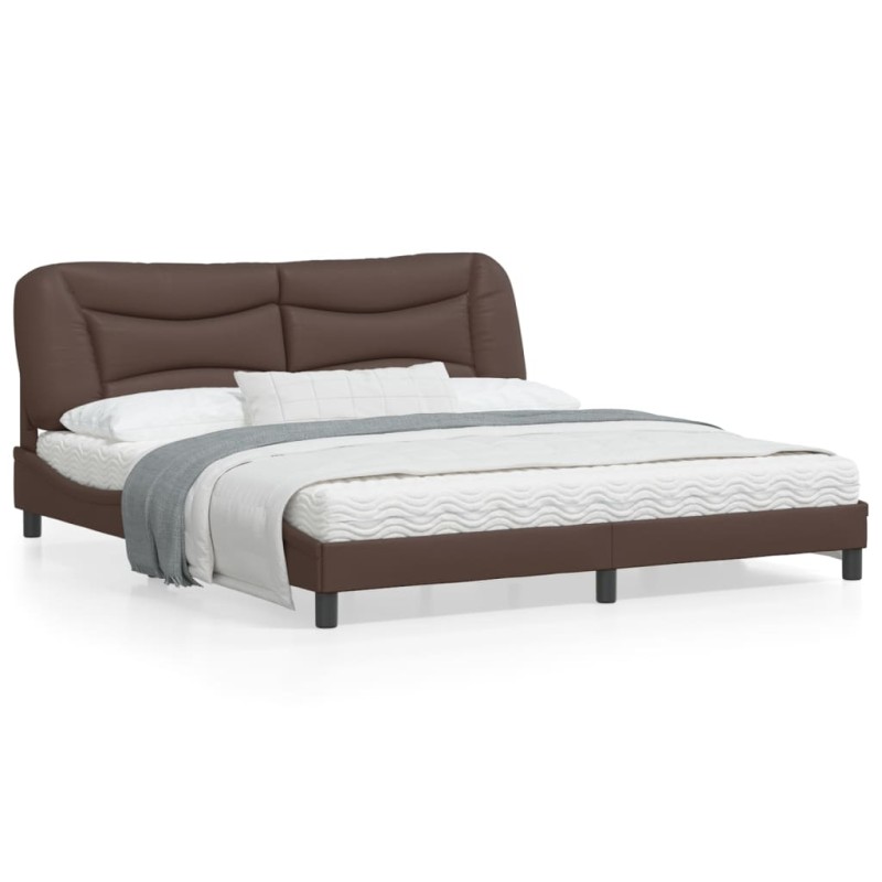 vidaXL Bettgestell mit Kopfteil Braun 180x200 cm Kunstleder vidaXL Bettgestell mit Kopfteil Braun 180x200 cm Kunstleder