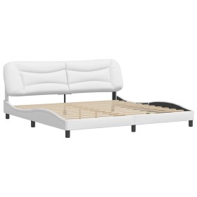 vidaXL Bettgestell mit Kopfteil Weiß 200x200 cm Kunstleder