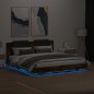 vidaXL Bettgestell mit Kopfteil & LED-Leuchten Räuchereiche 160x200 cm vidaXL Bettgestell mit Kopfteil & LED-Leuchten Räuchereiche 160x200 cm