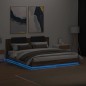 vidaXL Bettgestell mit Kopfteil und LED-Leuchten Braun Eiche 160x200cm vidaXL Bettgestell mit Kopfteil und LED-Leuchten Braun Eiche 160x200cm