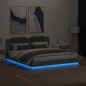 vidaXL Bettgestell mit Kopfteil und LED-Leuchten Betongrau 160x200 cm vidaXL Bettgestell mit Kopfteil und LED-Leuchten Betongrau 160x200 cm
