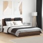 vidaXL Bettgestell mit Kopfteil und LED-Leuchten Braun Eiche 150x200cm vidaXL Bettgestell mit Kopfteil und LED-Leuchten Braun Eiche 150x200cm